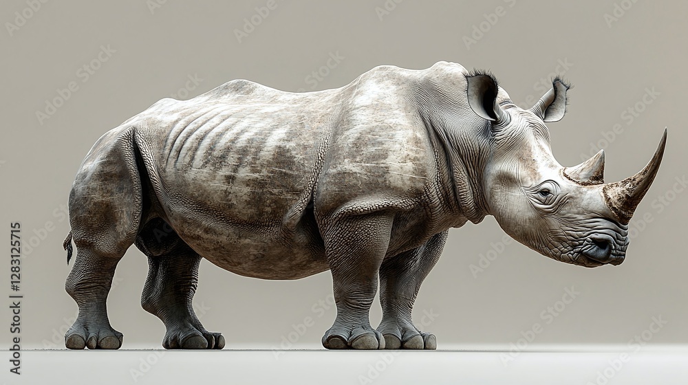 Fototapeta premium a large and majestic rhino standing in the african wilderness with its strong horn representing the need for species survival and conservation in protected areas