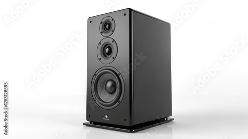 Black Speaker 3D Render Three-Driver Design, Studio Concept, Audiophile, Speaker System Audio Equipment, 3D Rendering