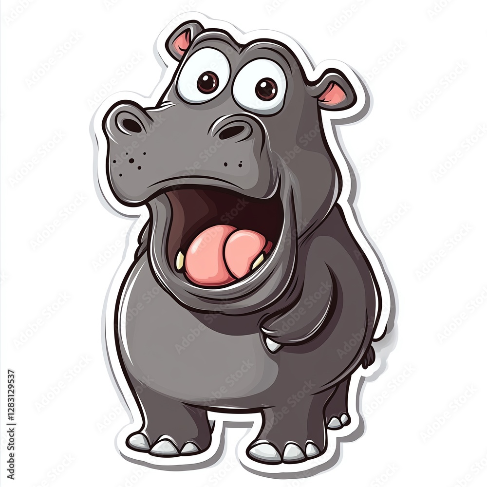 Obraz premium A playful cartoon hippo with a big smile and cheerful expression.