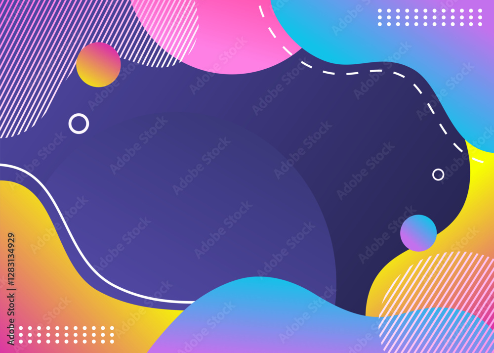 Naklejka premium Liquid background with line and dot geometric colorful gradient shapes vector