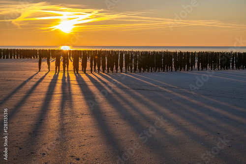 coucher de soleil sur les bouchots photo