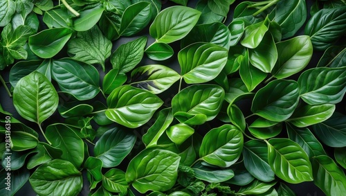 Vibrant assortment of lush green leaves ideal for decorative arrangements and enhancing landscape gardens. Perfect for nature-themed designs.