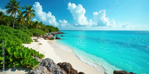Grand Cayman's coastline, turquoise waters, lush vegetation, Stingray City, Cayman Islands