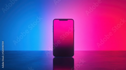 Modern Smartphone Display with Vibrant Gradient Background in Neon Lighting