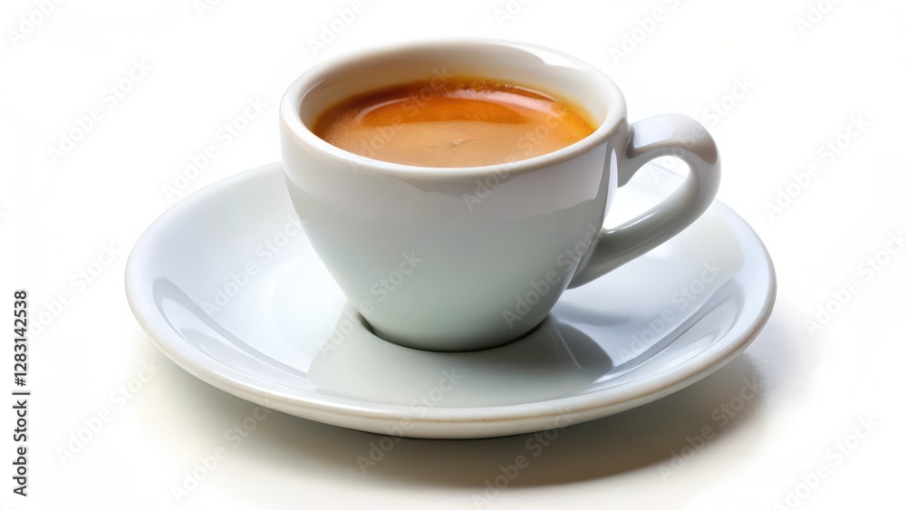 Espresso Cup on Saucer, White Background Espresso Cup on Saucer, White Background