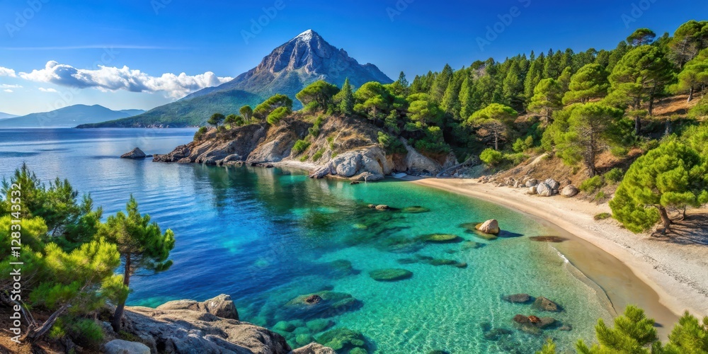 Fototapeta premium Sunny day at a secluded beach in Sithonia, Greece