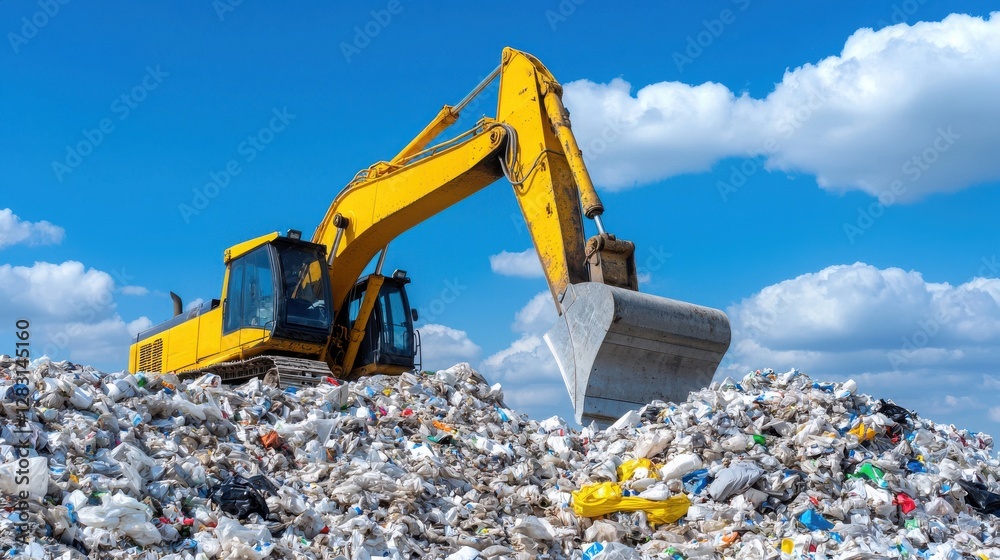 Obraz premium Efficient Waste Management Techniques in Modern Garbage Monitoring with Heavy Machinery
