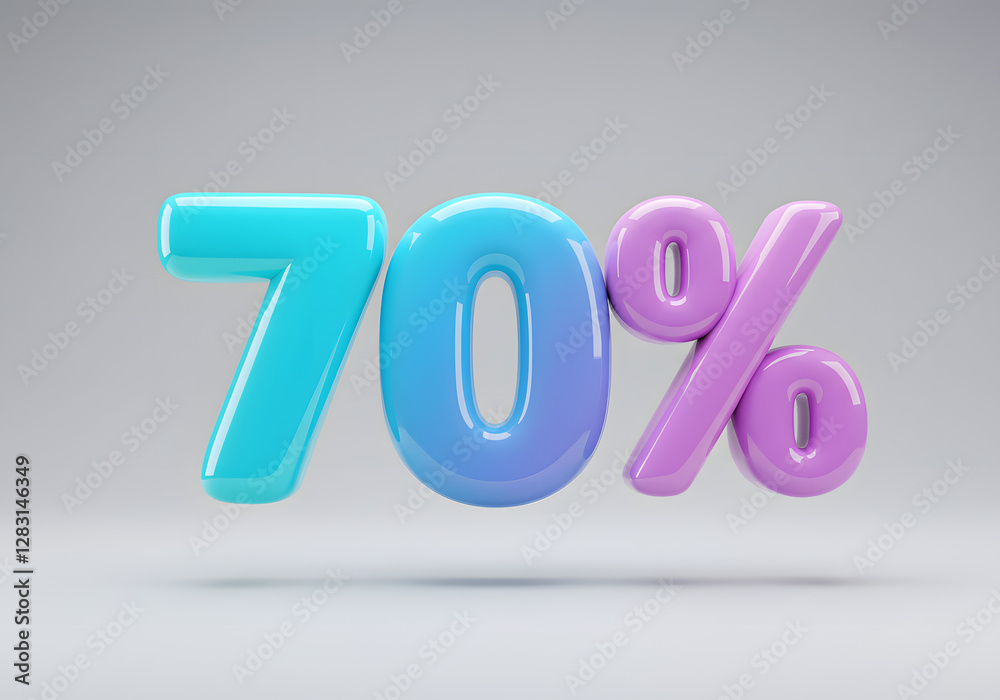 3D Glossy 70% Text with Gradient Blue to Pink Effect 3D Glossy 70% Text with Gradient Blue to Pink Effect