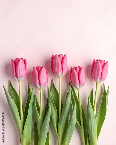 Pink Tulips on Pink Background: Floral Spring Image