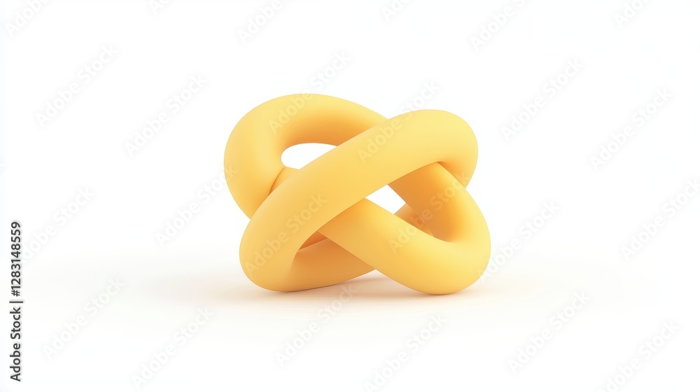Bright Yellow Rubber Band Twisted into a Knot on a Clean Background Bright Yellow Rubber Band Twisted into a Knot on a Clean Background