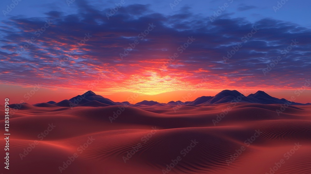 Breathtaking sunset over dune landscape desert scenic photography tranquil environment wide-angle view Breathtaking sunset over dune landscape desert scenic photography tranquil environment wide-angle view