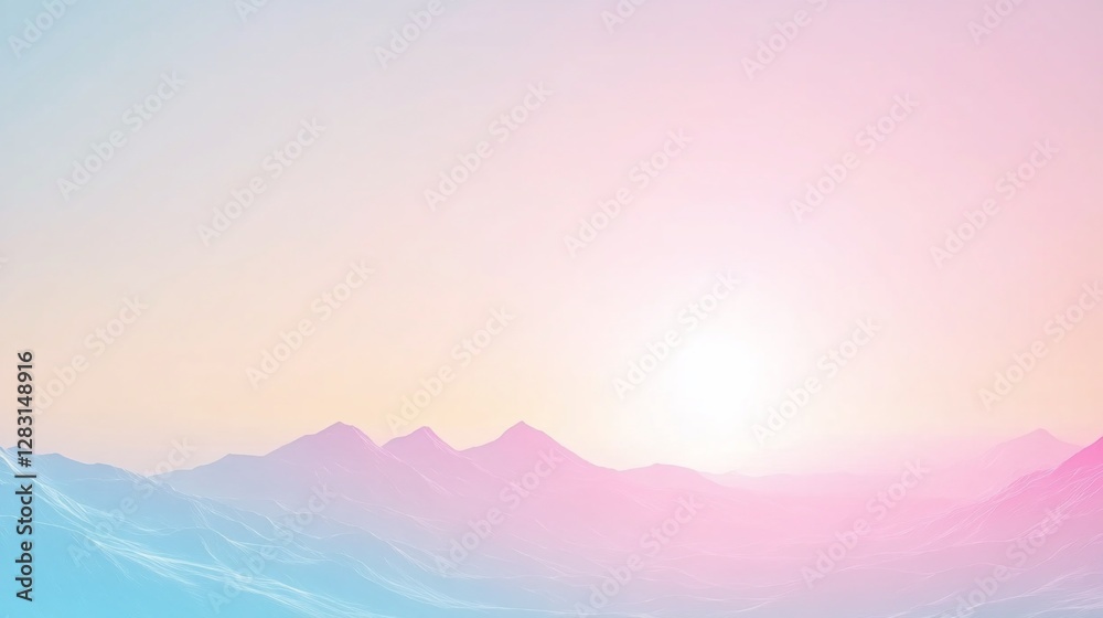 Pastel mountain sunrise landscape, calm, serene, background Pastel mountain sunrise landscape, calm, serene, background