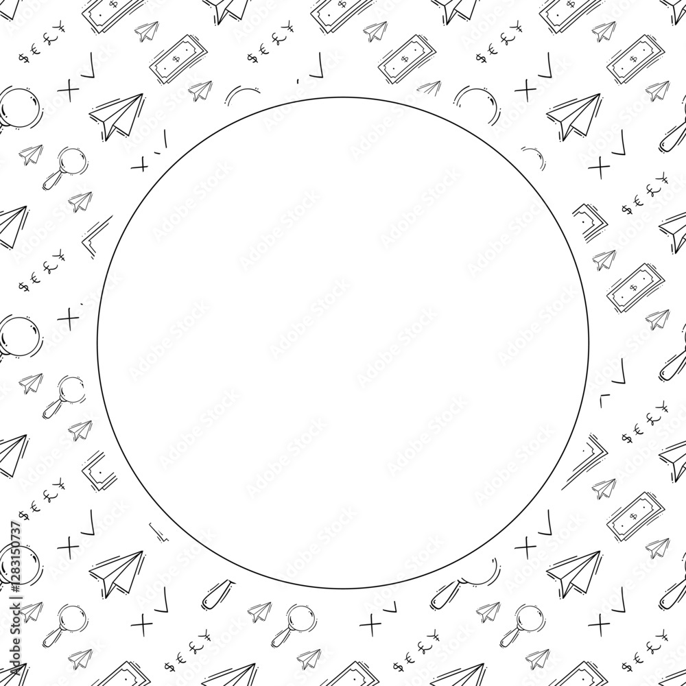 Obraz premium business frame. doodle startup circle frame. hand drawn business frame background. startup background