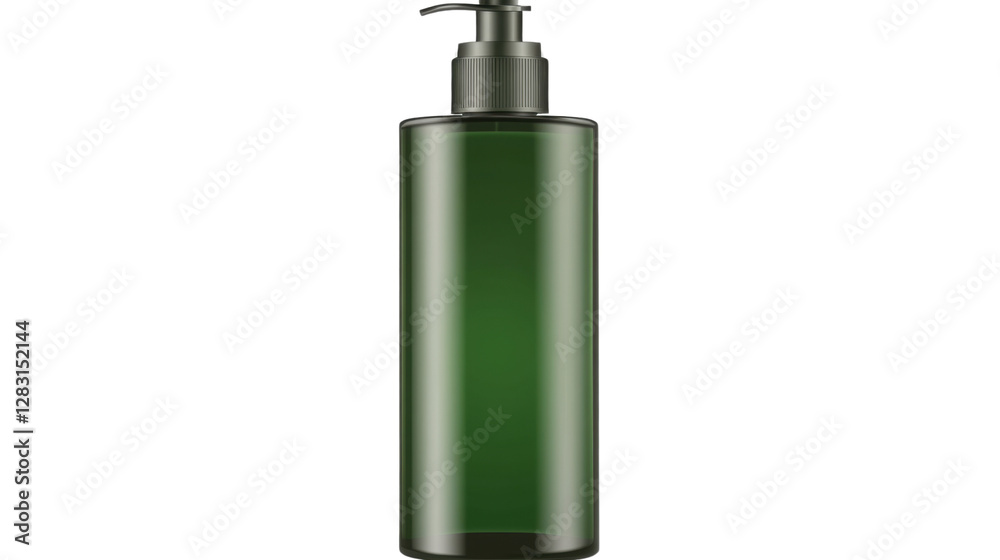 Green pump bottle for cosmetics isolated on white background Green pump bottle for cosmetics isolated on white background