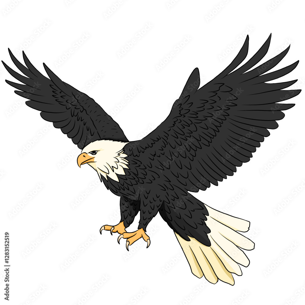 Obraz premium Eagle illustration, eagle vector icon isolated on white background.