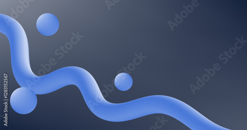 Abstract blue background with waves and bubbles. Vector illustration for your design