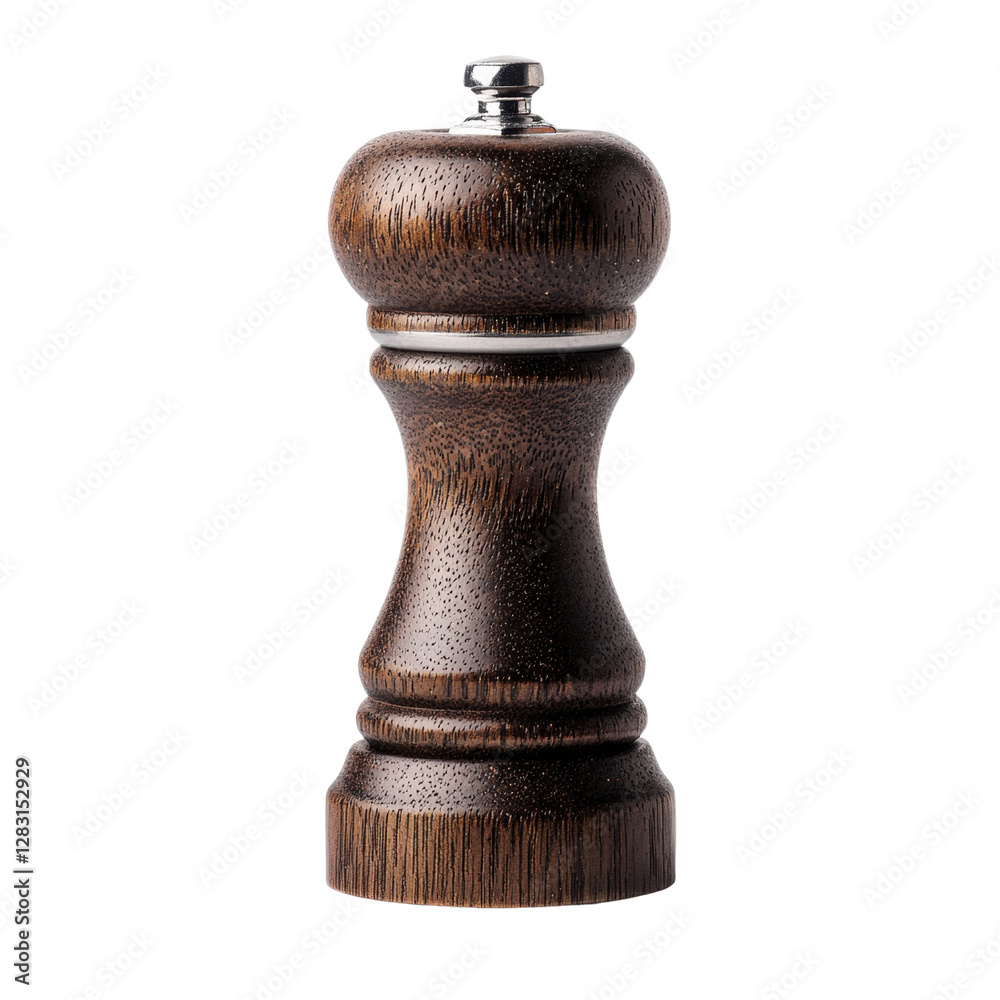 Elegant wooden pepper mill on a black background Elegant wooden pepper mill on a black background