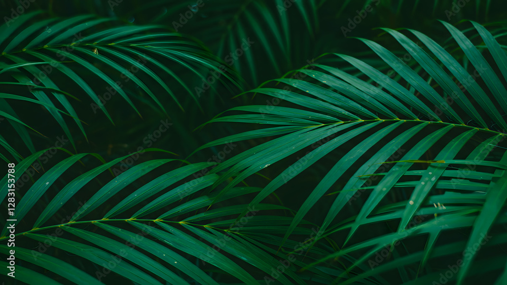 Obraz premium Green Palm Leaves in Tropical Jungle