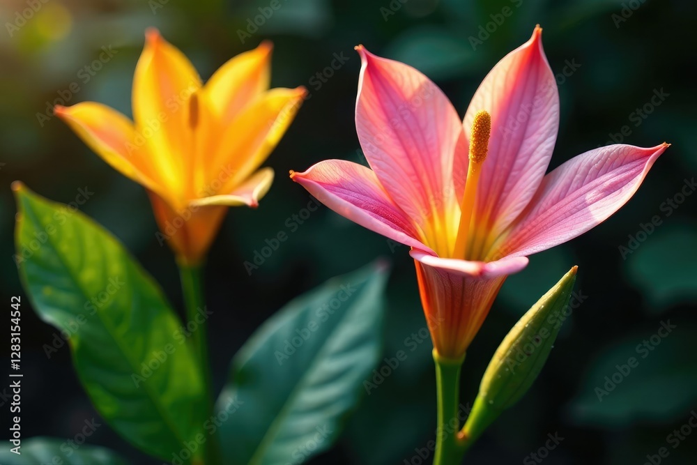 Vanilla pod flowers with colorful petals and a delicate stem, colorful, vanillla Vanilla pod flowers with colorful petals and a delicate stem, colorful, vanillla
