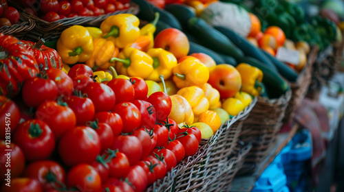 Photo Fresh Produce Market Tomatoes Peppers Zucchini Squash