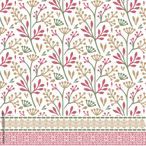 detailed floral border pattern with seamless ornamental texture for textile and fabric prints
