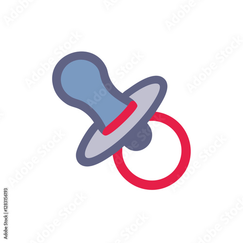 Pacifier icon in blue and red colors 