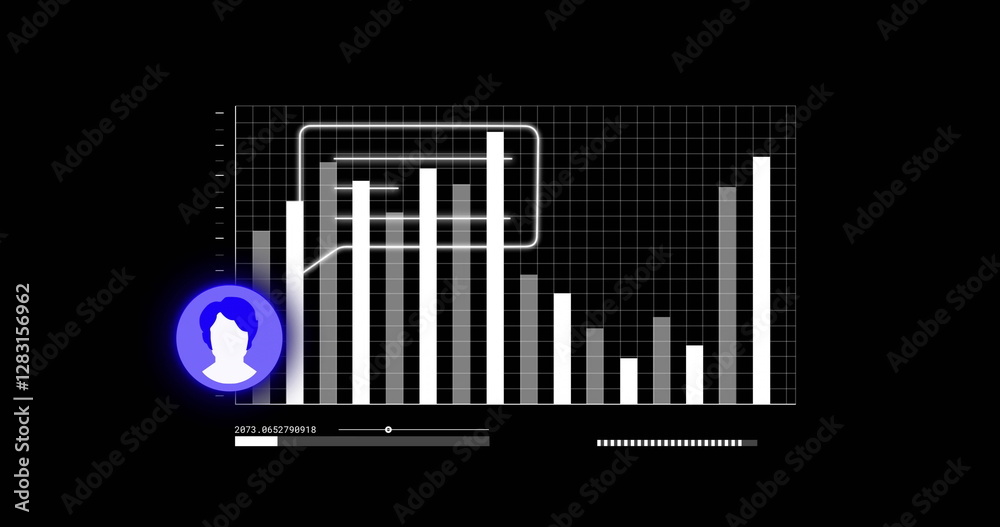 Obraz premium Image of media icons over data processing and diagram