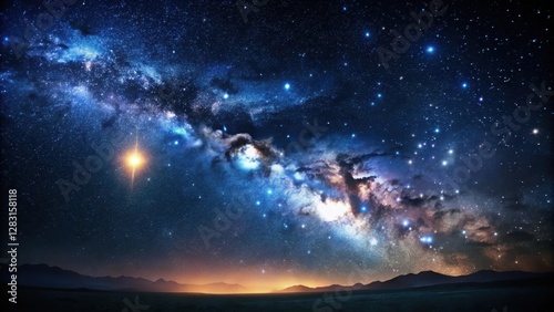 Dark Midnight Sky with Stars and Glow , darkness, shadows,  darkness, shadows, cityscape, contrast, neon lights