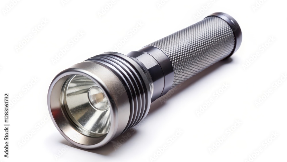 Metal Flashlight on White Background Metal Flashlight on White Background