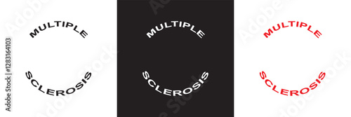The words Multiple Sclerosis  calligraphy lettering poster. Carnival celebration design for banner, poster, card, print, flyer, menu. Space for text. isolated on white and black background. EPS 10