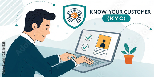 Obraz na płótnie Businessman Engaging in Know Your Customer (KYC) Concept for Compliance w salonie