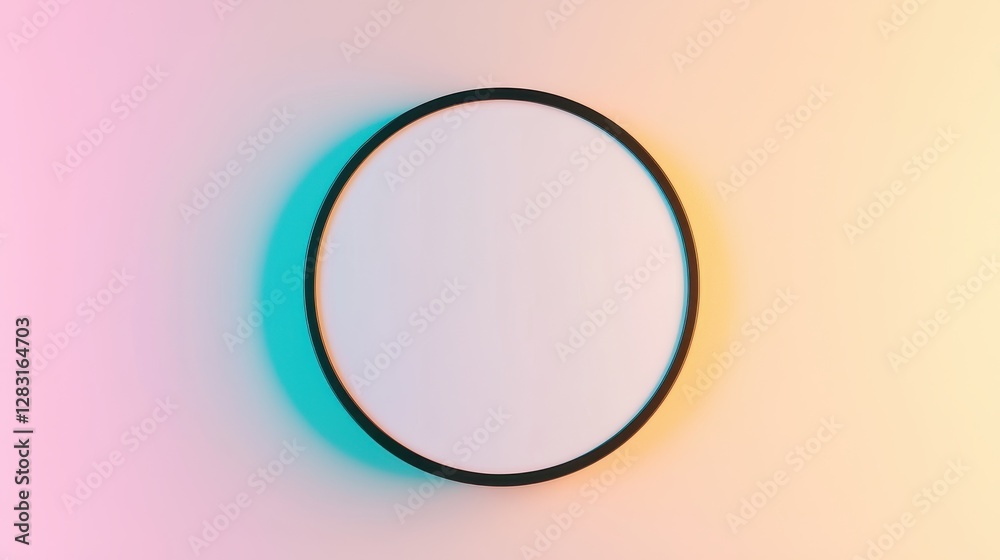 Simple Round Mirror with Black Frame Isolated on a Soft Gradient Background for Minimalistic Interior Design Simple Round Mirror with Black Frame Isolated on a Soft Gradient Background for Minimalistic Interior Design