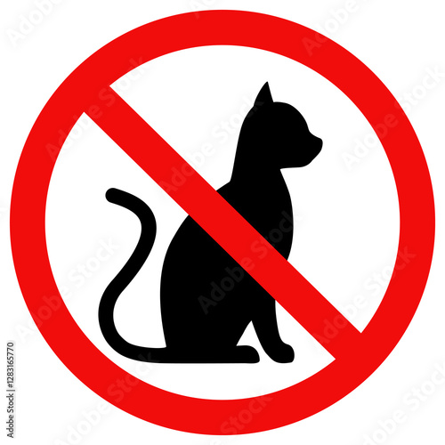 No cat sign. No cats allowed sign. Flat vector illustration simple design.
