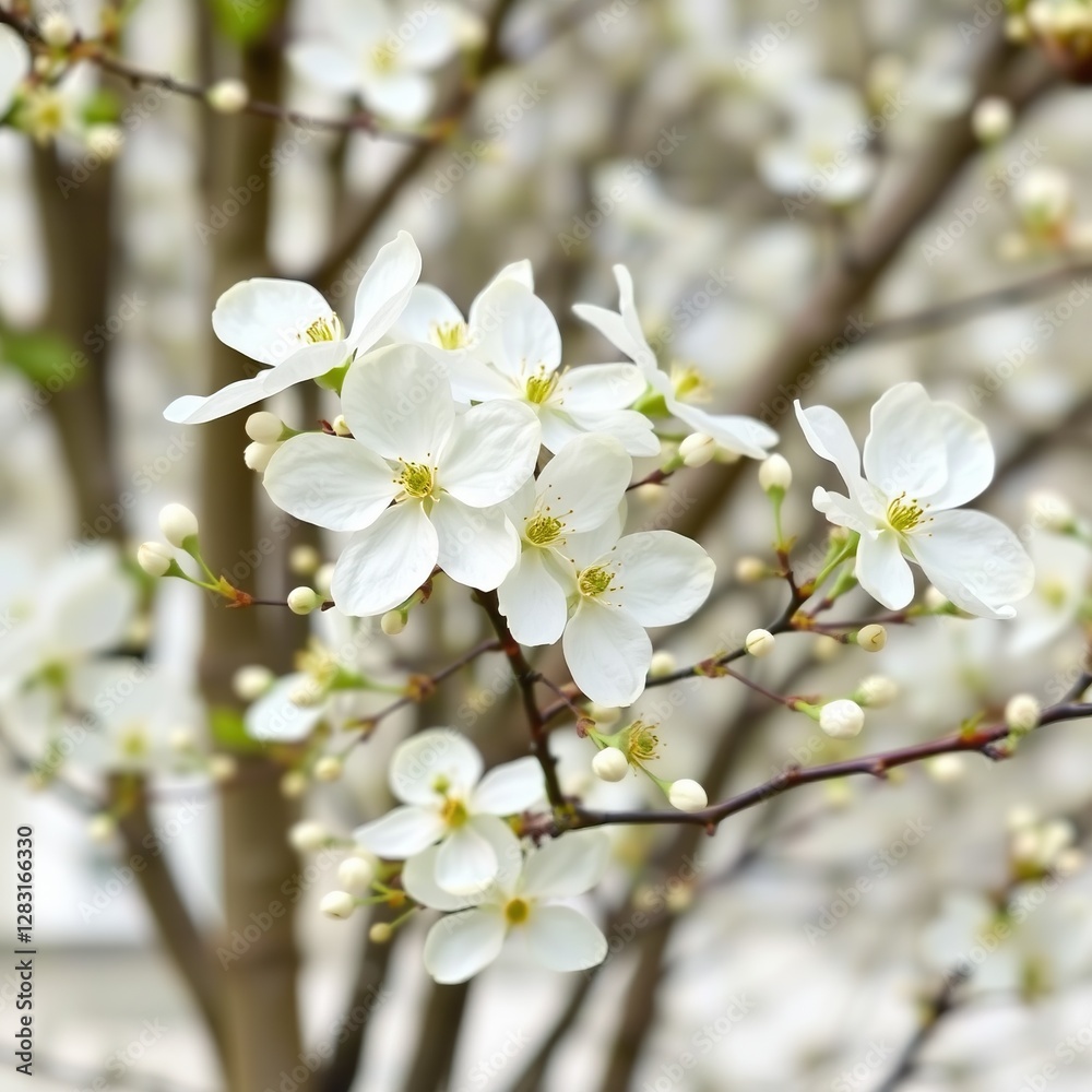 Delicate White Blossoms Branching Out In Springtime Delicate White Blossoms Branching Out In Springtime