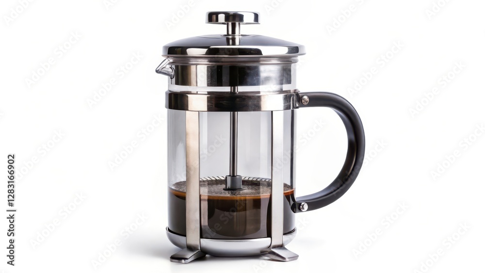 French Press Coffee Maker on White Background French Press Coffee Maker on White Background
