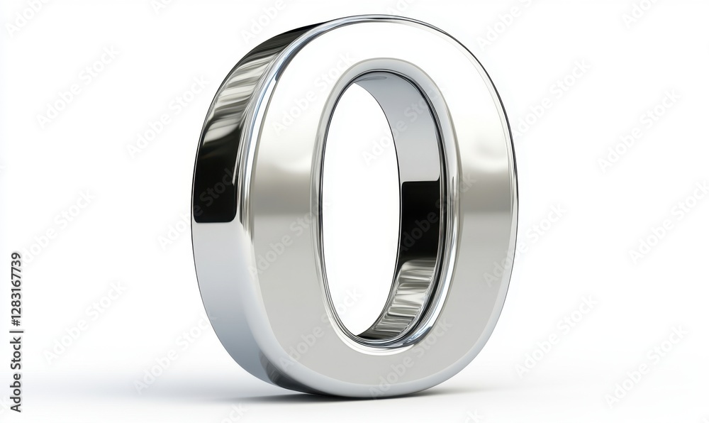 Chrome zero on white for counting, score, or code Chrome zero on white for counting, score, or code