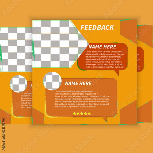Modern clean clients testimonial or client feedback review design with organic shape,Simple client testimonial or customer feedback card with rating star for website
