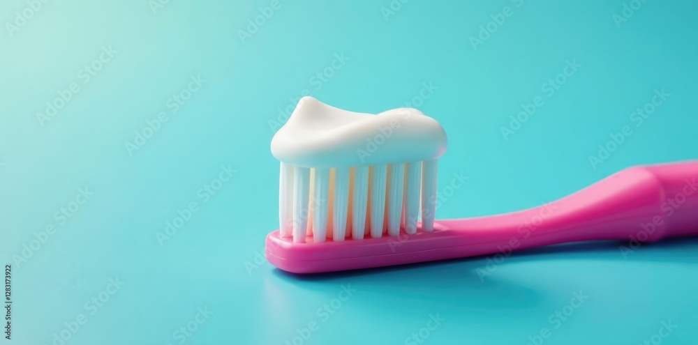 Brightly colored toothbrush with a small amount of toothpaste in the tube, white, toothpaste Brightly colored toothbrush with a small amount of toothpaste in the tube, white, toothpaste