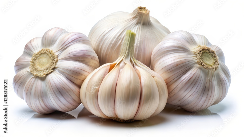 Obraz premium Garlic Bulbs on White Background