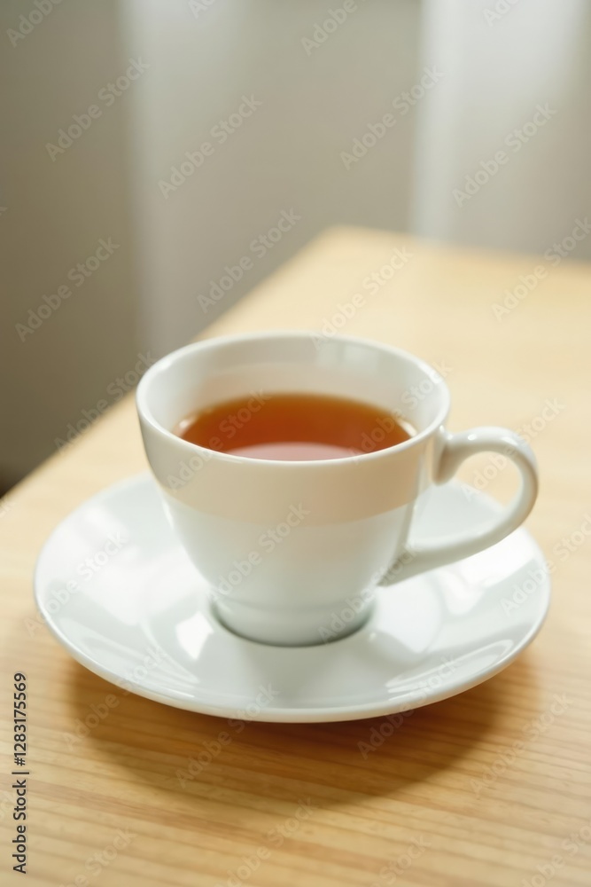 delicate white teacup and saucer resting on a light wooden table, serenity, gentle, saucer delicate white teacup and saucer resting on a light wooden table, serenity, gentle, saucer