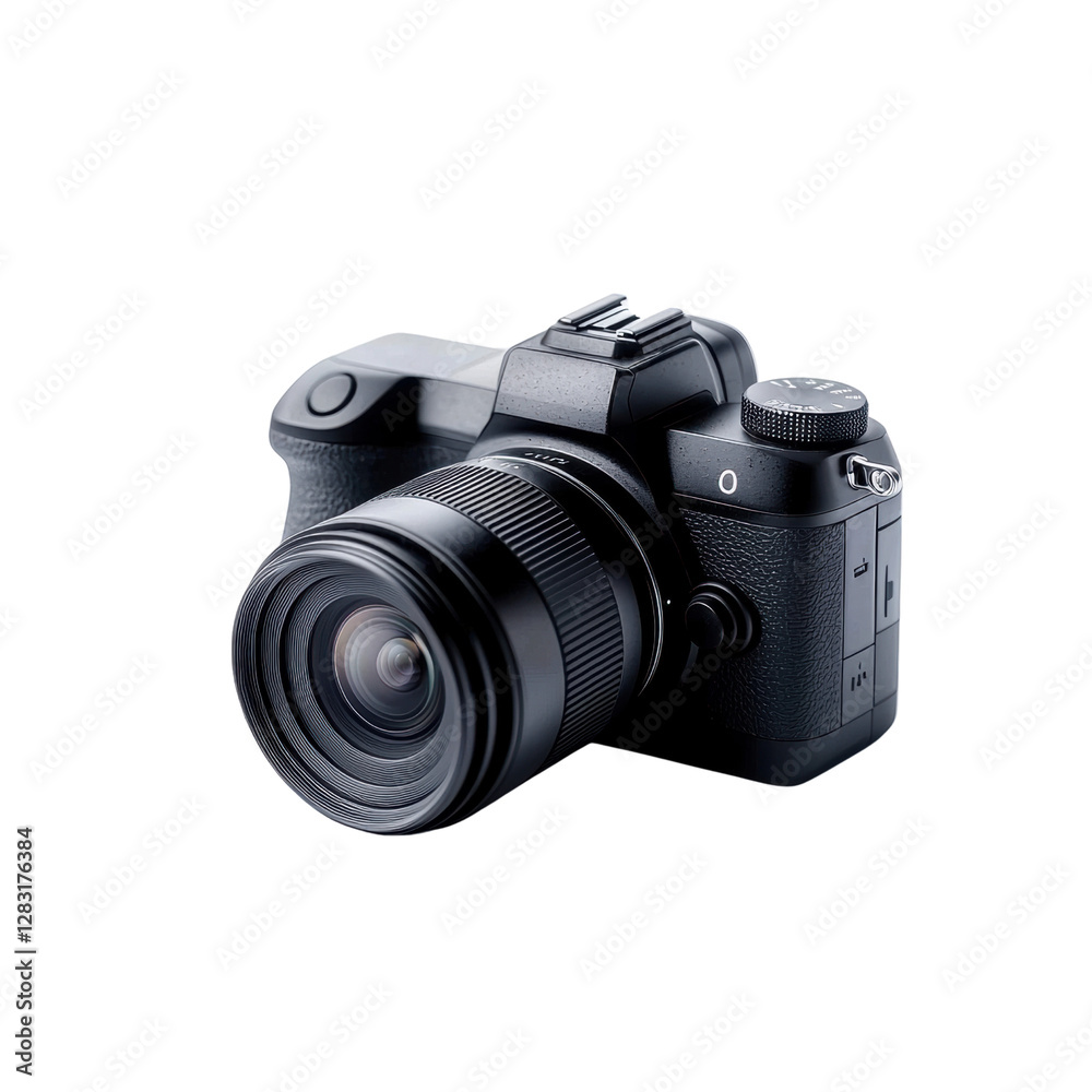 Modern mirrorless camera with sleek design and lens Modern mirrorless camera with sleek design and lens