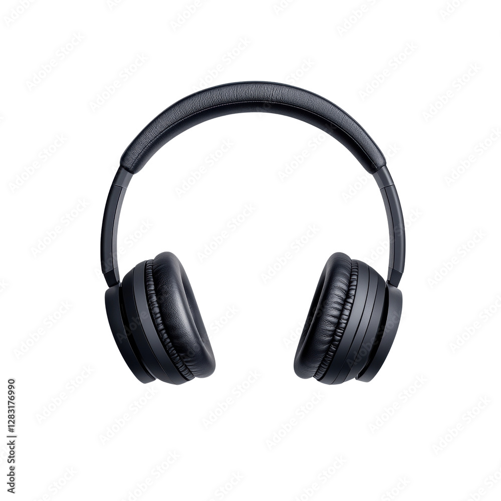 Sleek black wireless headphones on a black background Sleek black wireless headphones on a black background