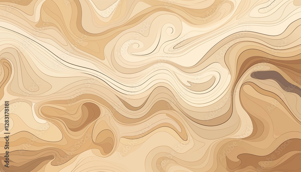 Fototapeta premium abstract background with waves, ivory beige mono tone brown line