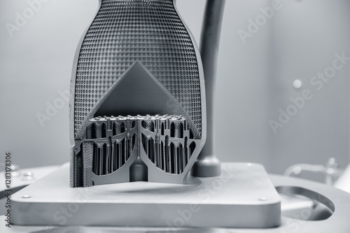 Fototapeta Naklejka Na Ścianę i Meble -  Advanced metal 3d printing process featuring complex lattice structure