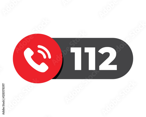 112 Emergency Phone Icon Universal Safety Alert High Quality Vector