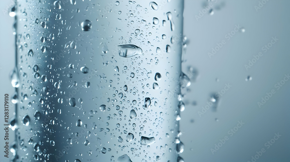 Close-Up of Water Droplets on a Transparent Surface in Soft Light Close-Up of Water Droplets on a Transparent Surface in Soft Light