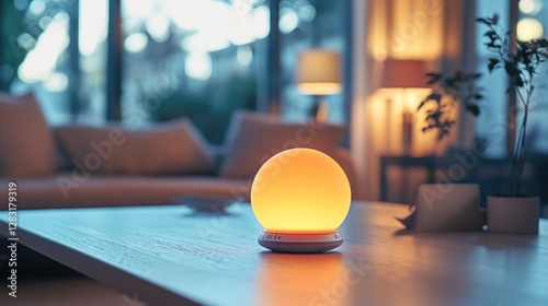 A table with a lamp on top, useful for any room or office setting