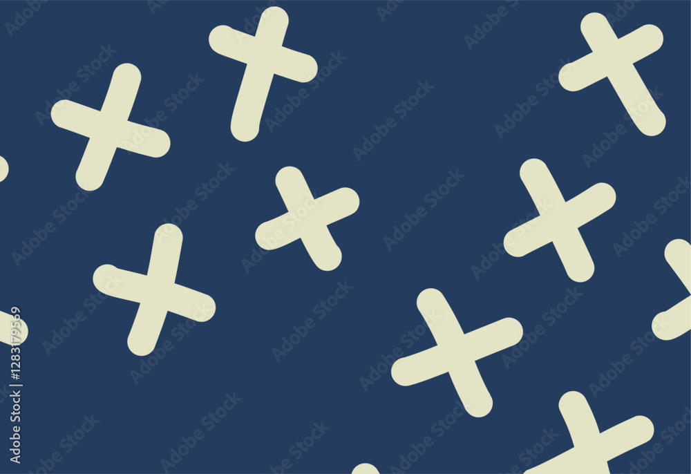 Obraz premium Seamless pattern with crosses on a blue background. Vector illustration.