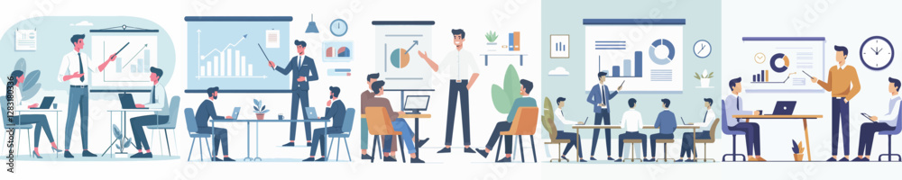 Vector of a person giving a presentation. Vector of a person giving a presentation.