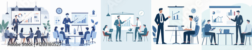 Vector of a person giving a presentation.